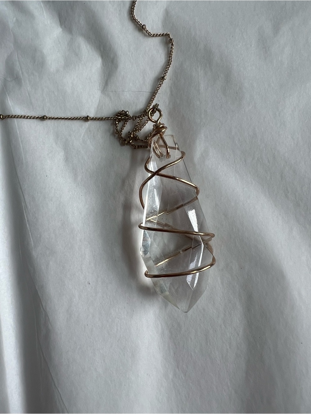 Delicate Silver Crystal Pendant Necklace - Clear